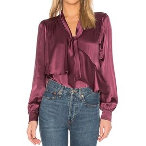 Parker Kinsley Blouse 100% Silk Mauve Wine Size XS